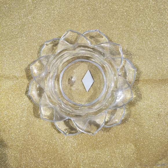 Shannon Crystal Candle Holders Glass Flower Shaped Hand Crafted Crystal - Picture 3 of 3